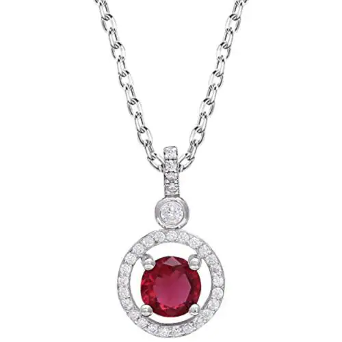 Giva Sterling Silver Radiant Red Pendant With Link Chain For Women