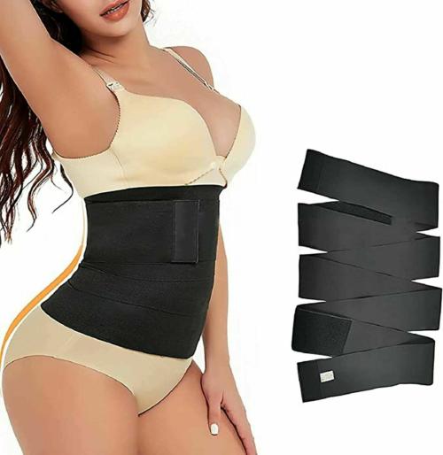 ASTOUND Snatch Me Up Bandage Wrap Waist Trainer Shaperwear Belt Women Tummy Belt Corset l Waist Cincher Belt l Shapewear Body Shaper Sports I Girdles Waist Trimmer I Postpartum Belly Wrap Adjustable Lumbar Waist Support Belt for Slimming Black