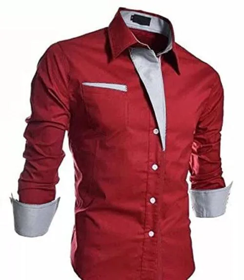 GAT FASHION l Men's Solid Regular Long Sleeve Cotton Casual Shirt (Size - M)