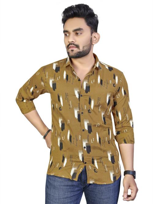 Buy Adwyn Peter Men Beige Printed Polycotton Single Shirt Online at