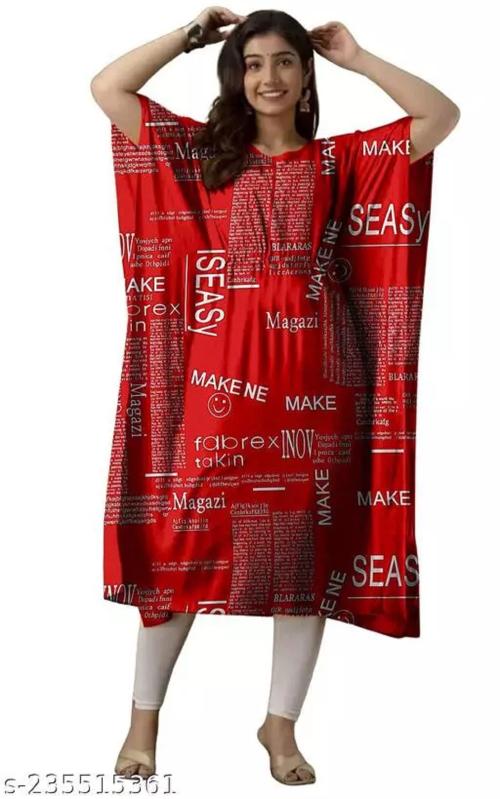 RAFAKHA Knee-Length Kaftaans in Poly-Crepe material for Women and Girls, All-Season