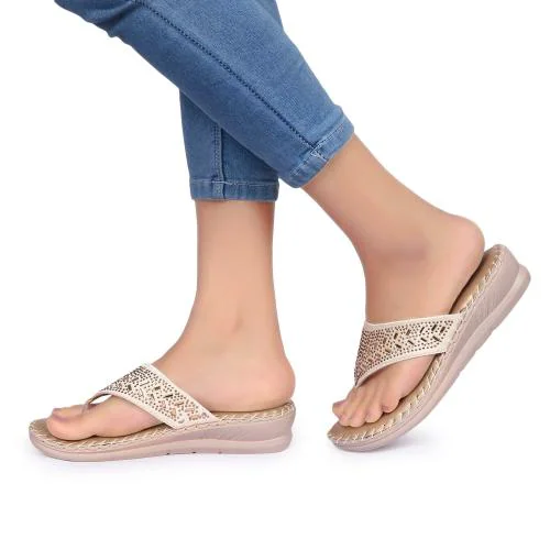 Big Bird Footwear Casual V-strap Doctor Sandals for Women & Girls (Gold)