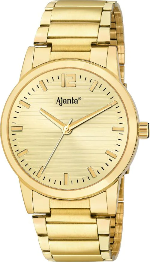 Ajanta Quartz Analog Gold Dial Gold Strap Watch For Men
