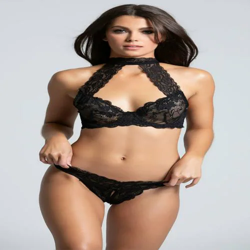 DRESS SEXY LIVE LIFE LESS ORDINARY Free Size Black Thong Lingerie Set - LS-06010-L