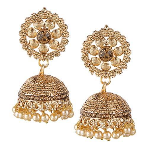 Buy Iij Gold Zink Traditional Jhumki Earring Set For Girls And Women