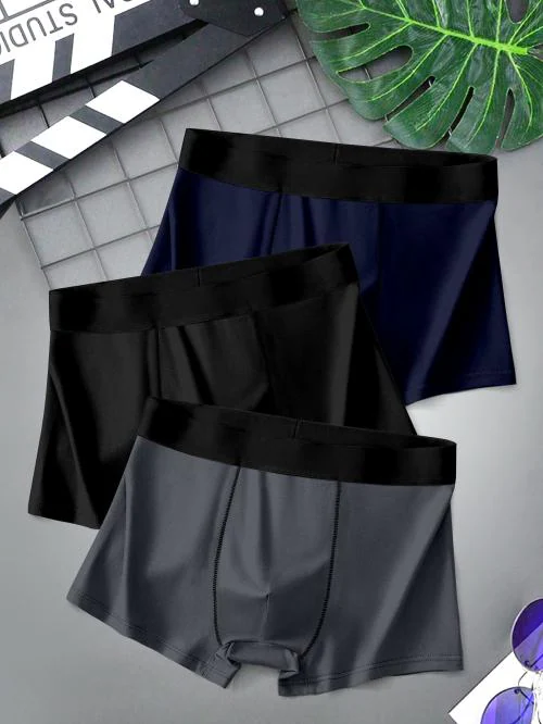 ZERPOI Men's Underwear Boxer Briefs Breathable Casual Style Printed Shorts Multi-Color Pack of 3 (SIZE M)