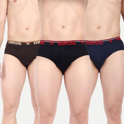 KANSAL Men's Pure Cotton Briefs - 85cm, Pack of 3