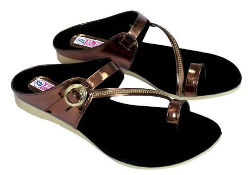 R.N FOOTWEAR Stylish Footwear Sandal For Women - Soft & Comfortable Women Flip Flop Slipper | Ethnic Sandals | Sandal For Girls | Indian Style Sandals | Flats For Womens | Fancy Sandals (Copper) (UK 5)