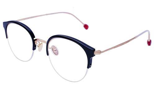 Soigne Half-rim Black And Golden Round Spectacle Frame For Men, Women, Boys And Girls