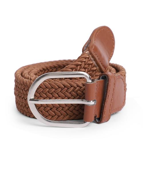 Unisex Tan Braided Stretchable Canvas Belt
