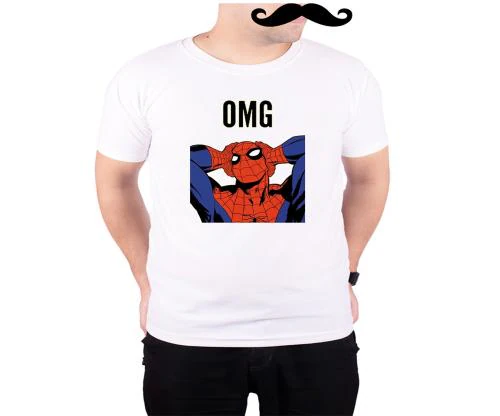 Mooch Wale Oh My God Spider Man White Quick-Dri T-shirt For Men - White, S