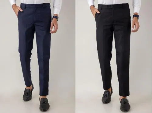 VX9 NAVY BLUE & BLACK FORMAL TROUSERS PANTS FOR MEN'S-30