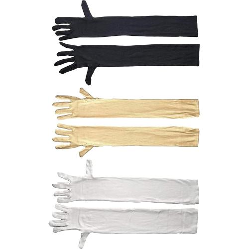 Cotson Women 3 Pairs Long Cotton Gloves (Multicolor)
