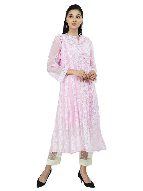 M/S Poshak Villa Chikankari Georgette Kurti with Slip