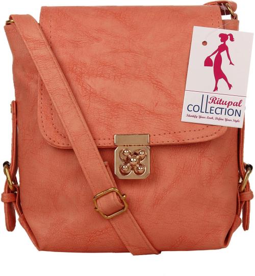 Ritupal Collection Women Orange Pu Sling Bag