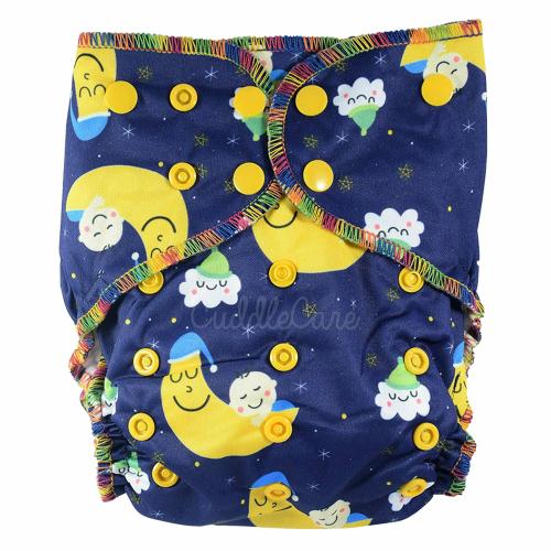 CuddleCare Multicolor Cotton Washable And Reusable Waterproof Adjustable Cloth Diapers For Babies (M)