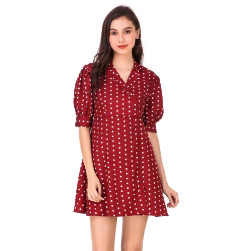 Istyle Can Womens's Polka Dot V Neck Mini Dress