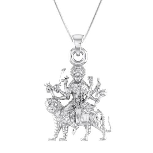 Akshat Sapphire Pure Silver Goddess Durga Maa Pendant Suitable For Men and Women