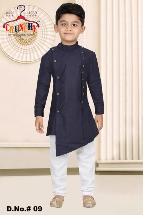 CRUNCHY KIDS SIDE BUTTON Boys Multicolored Designer Cotton Pack of 1 Kurta Pyjama Set