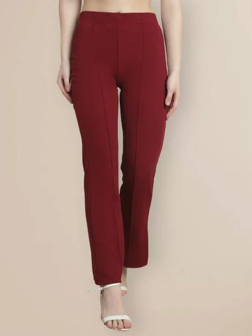 Fabflee Comfortable Cotton Blend Trousers for Women