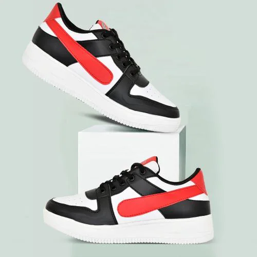 FREEMO Men's Red Synthetic Lace-Up Running, Gym, Walking, Sneakers for Men Canvas Trending Shoes 9 UK/IND