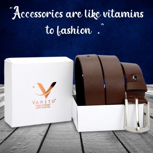 VARITO Premium Shiny Belt For Men (Brown)