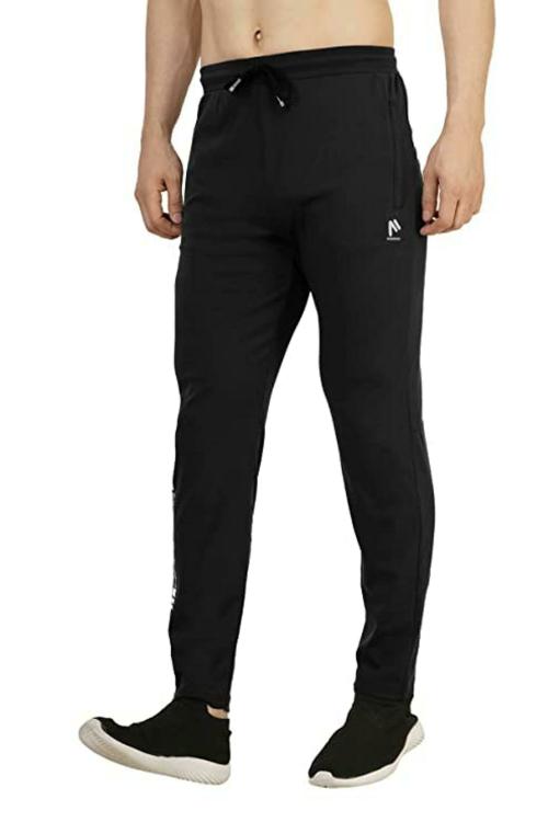 mark & jones Men Black Solid Polyester Lycra Track Pants (30)