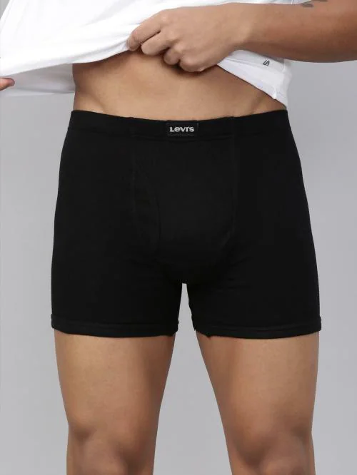 Levi's Men's Black Solid Cotton Trunks