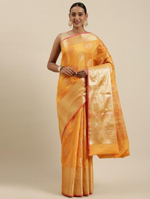 PTIEPLBanarasi gold matka silk boota skirt border with gold blouse banarasi saree