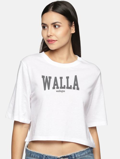 BEVRLY BLUES Printed Drop Shoulder White Tshirt For Women's