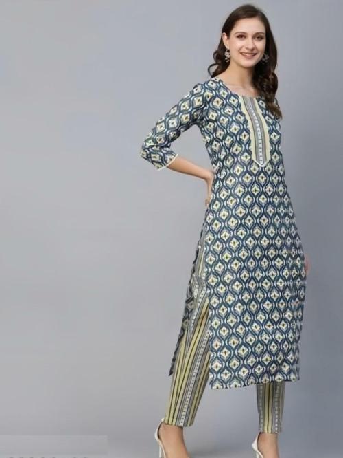 Ganesh Textiles Women's Cotton Kurta Bottom Set - A Line Digital Printed - Prefect For Festival, Party & Casual (Green) (Size-XXL)