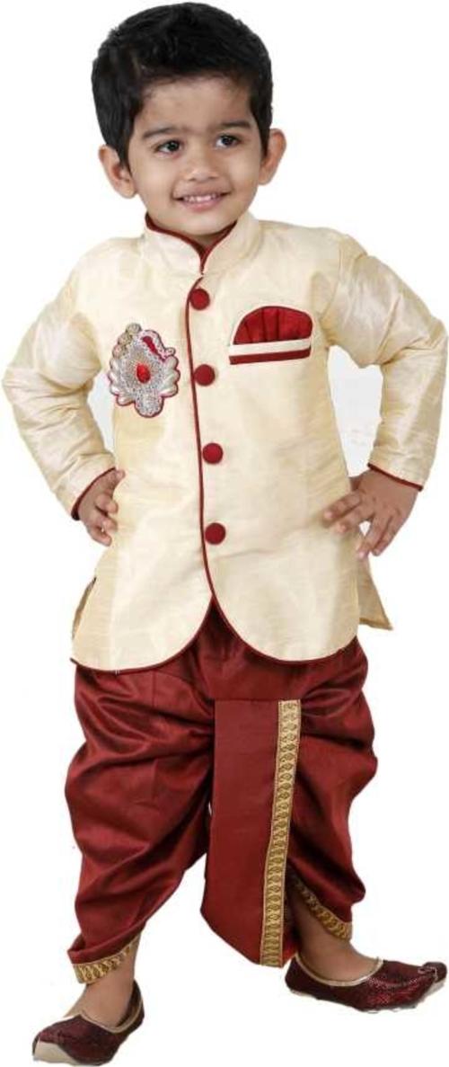 DIGIMART Boys Multicolored Designer Cotton Kurta Dhoti Set