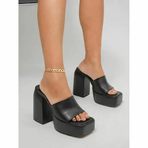 Shoetopia Stylish Solid Black Block Heels For Women & Girls