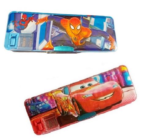 Jellify Pencil Box or Geometry, with Sharpener, Double Sided Stationary Box for Girls & Boys Art Plastic Pencil Box (Random Design)