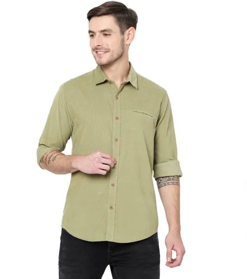 Mufti Men's Slim Fit Corduroy Plain Authentic Casual Shirt In Cotton