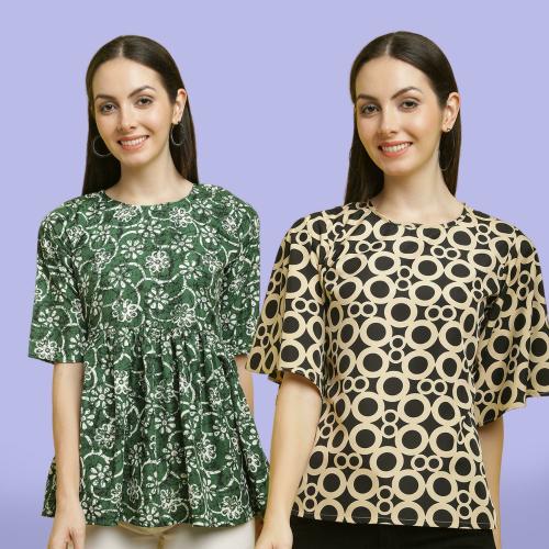 Tops for women crepe stylish combo pack 2 s to xl size