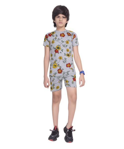 PEPP N HAGG 100% COTTON BOYS MELANGE ALL OVER PRINT SET-YELLOW