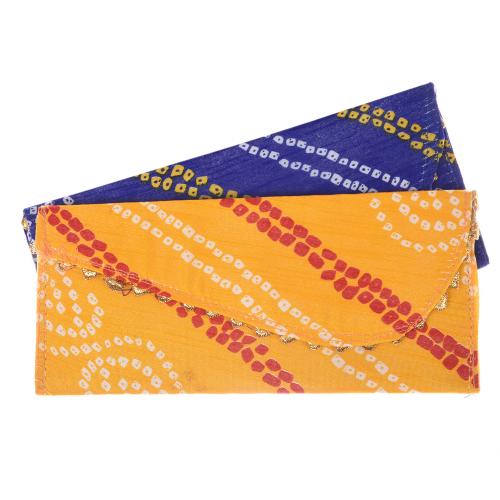 Kuber Industries Shagun Envelope for Gift|Bandhej Pattern for Gifting Lifafa|Cardboard Envelope for Marriage|Many Occassions|Pack of 2 (Assorted)