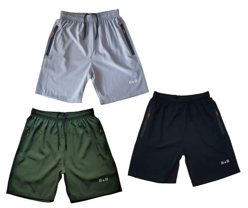Buttons & Bows Men's Relax fit/Dry Fit Shorts/Knickers with 02 Zip Pocket/Reflective Logo/Light Weight Quick Dry/Regular Fit/Machine Wash,-03 Pieces- Olive, Grey & Black