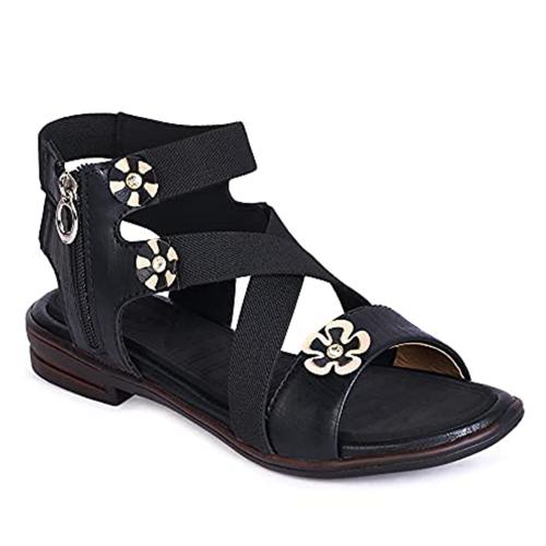 Perfect Step Women Open Toe Flat Sandals| Women Fashion Sandal| Fancy sandal | Sandals for Women's(Black)