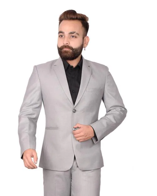 World Wise Wear Solid Single Breasted Casual, Party, Festive & Wedding, Formal Men Blazer (Grey) Size (XL)