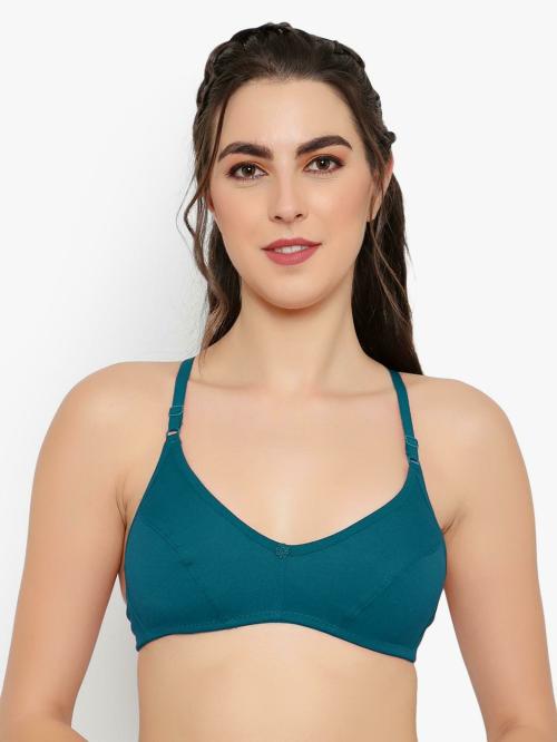 SSoShHub Women Green Cotton Blend Non-Padded Bra (40B)