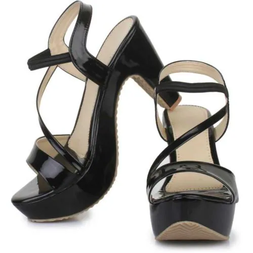 Theme United Women Black Heels [ Footwear for Women ||| Sandals for Women ||| Wedges for Women ||| Heels for Women ]