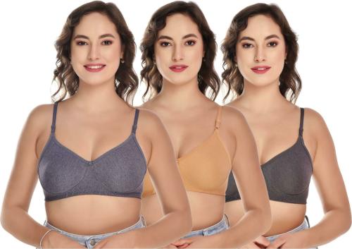 AMIVYAA Women Multicolor Cotton Blend Pack of 3 T Shirt Bra DHOOM BRA 1 (32B)