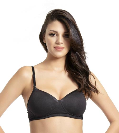 ENVIE Women's Padded Cotton Bra_Ladies Non-Wired T-Shirt Bra|Girls Inner Wear Casual Use Everyday Padded Bra - (Black/34B)