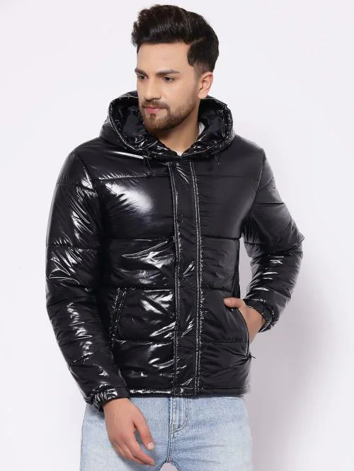 Red Tape Men Black Glossy Jacket