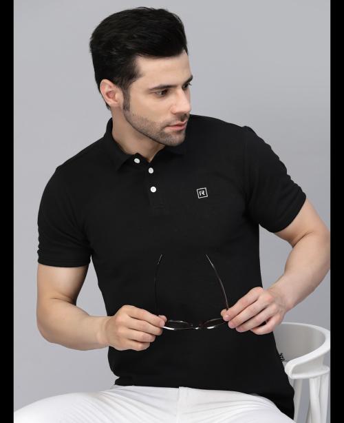 Rigo Men Black Polo T-shirt