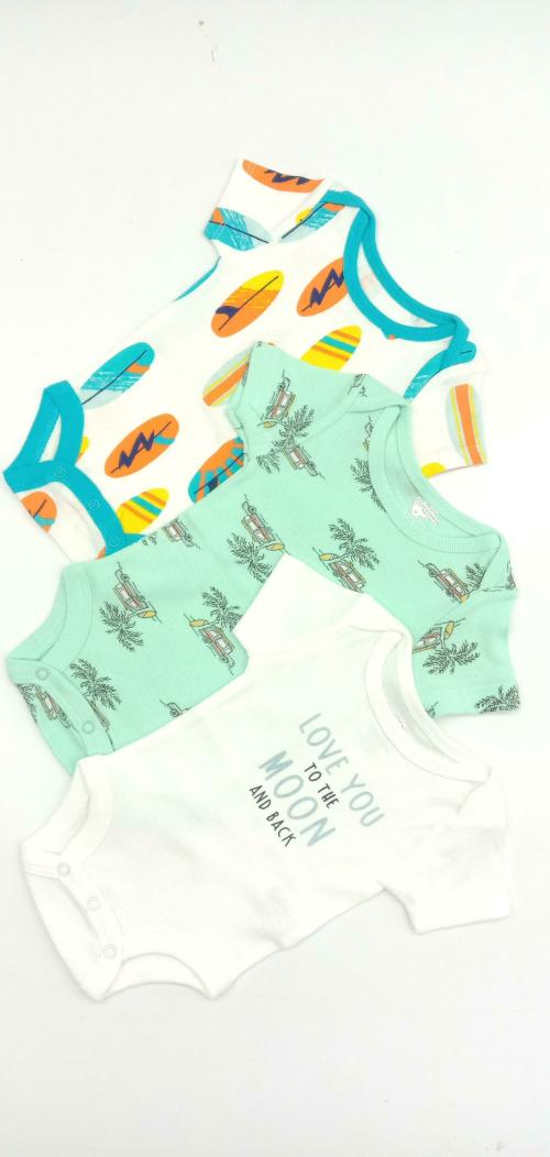 Pelian Unisex Multicolor Printed Pure Cotton Rompers Pack of 3 (3 - 6 M)