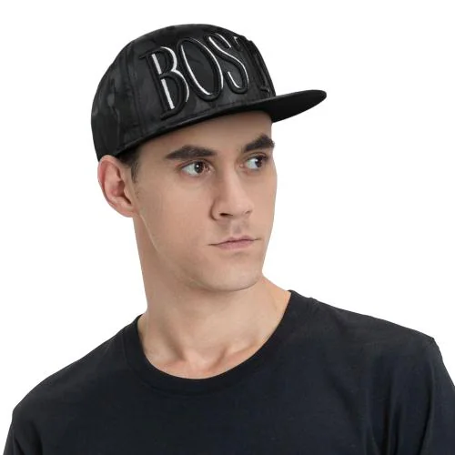 VRITRAZ Stylish and Trendy Unisex Hip-Hop Caps with Adjustable Strap for Men's, Women's, Boys Hiphop caps, Cap for Girls, Hip Hop Snapback caps (Color-Boston Black, Free Size)