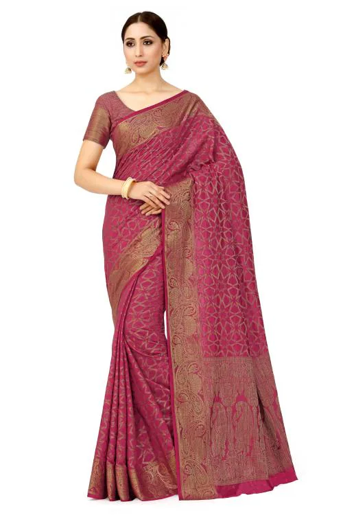 Mimosa Patola Style Art silk saree Color : Pink (4574-2526-SD-GAJJ)